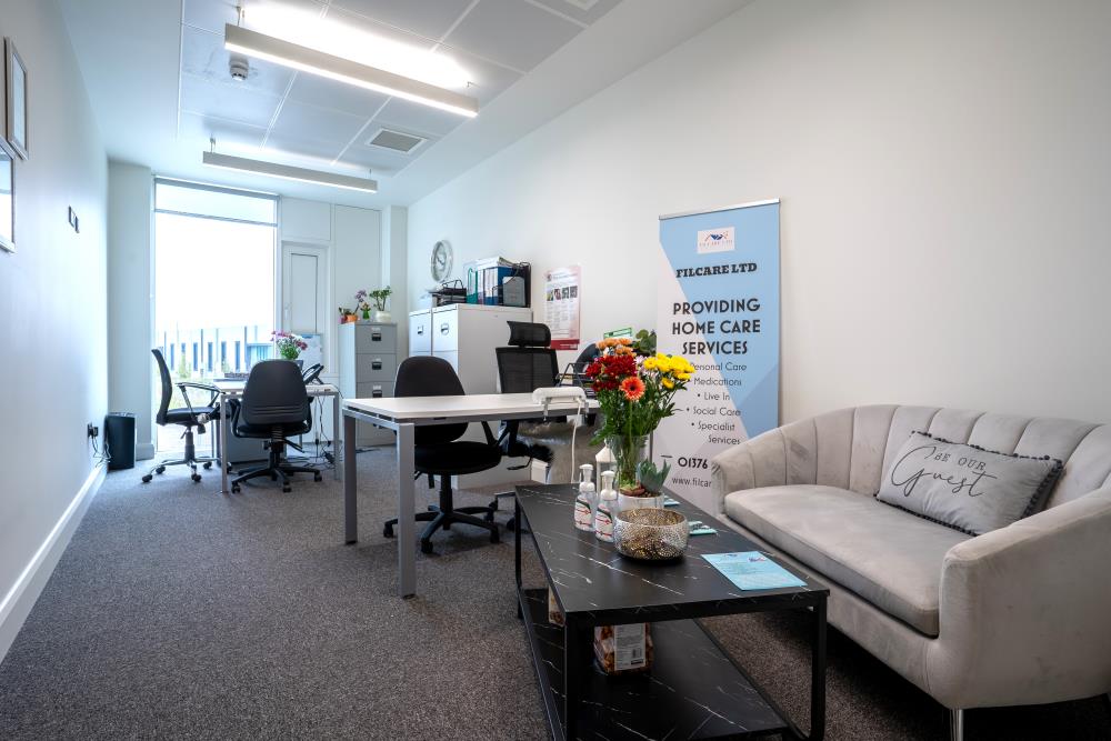 A lady working in a private office